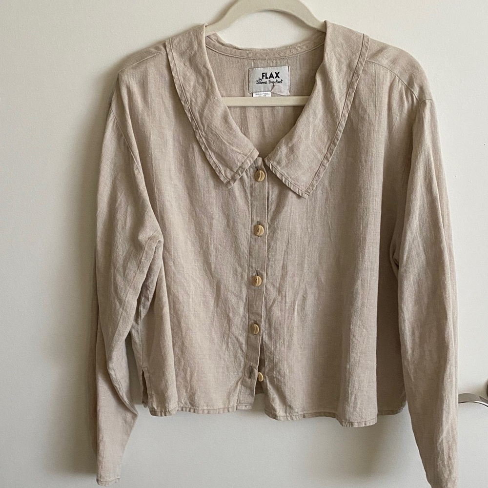 Flax Natural Linen Button-Up Blouse